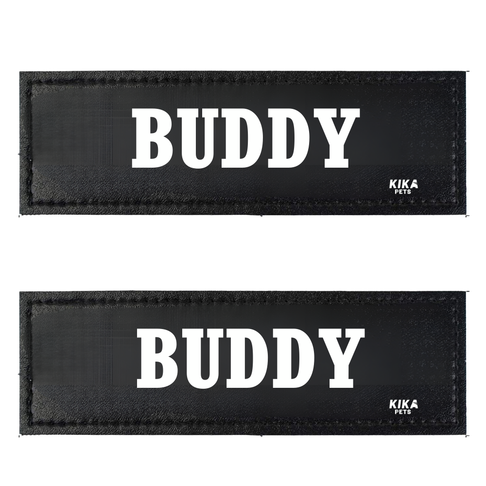 KIKA Pets Name Tag for Dog Harness and Pet Carrier Bags with Velcro Backing, Pack of 2 pcs