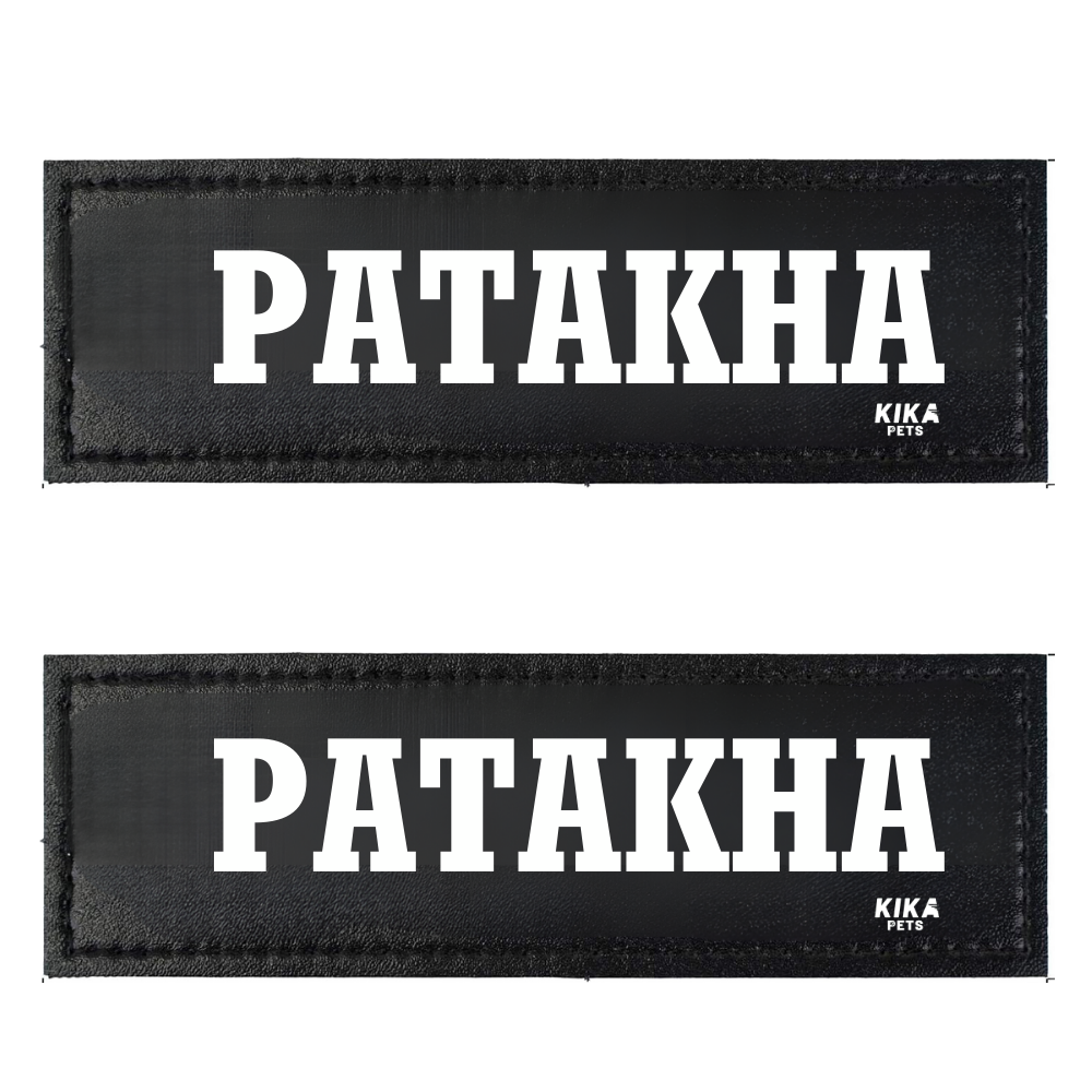 KIKA Pets Name Tag for Dog Harness and Pet Carrier Bags with Velcro Backing, Pack of 2 pcs