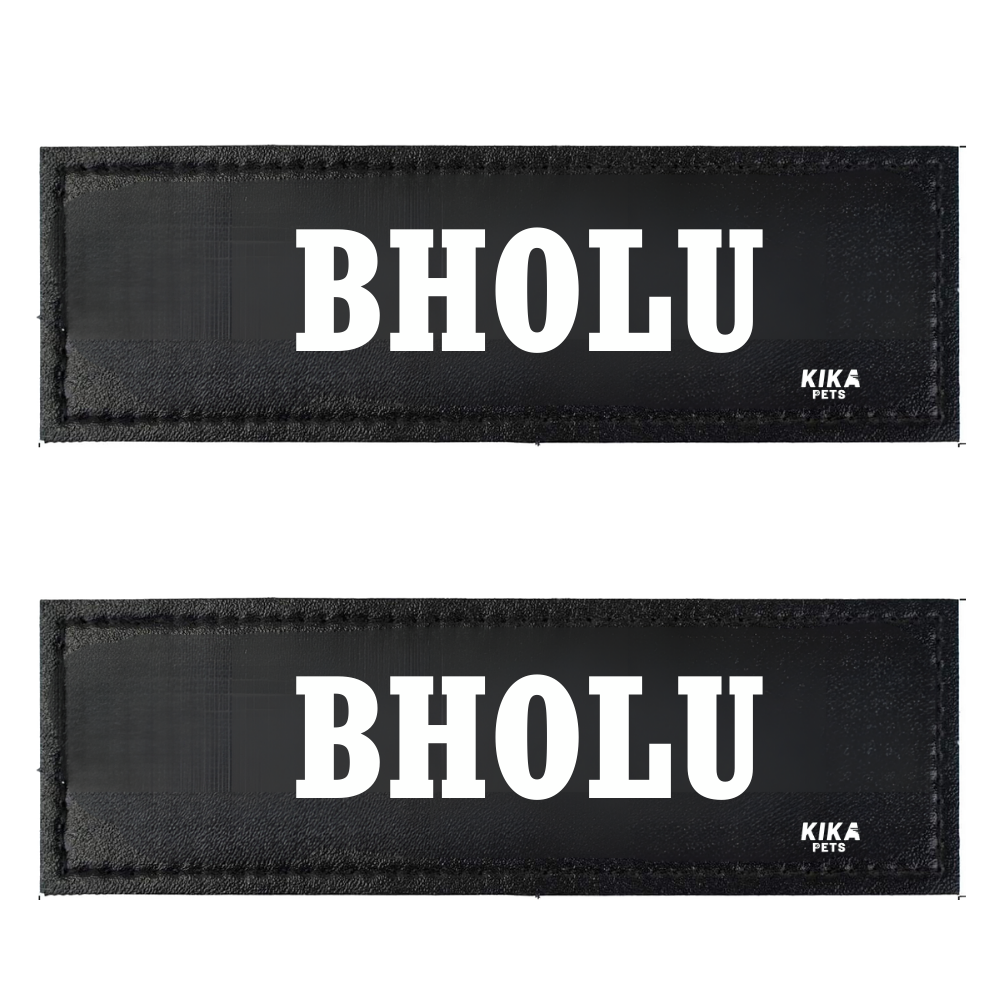 KIKA Pets Name Tag for Dog Harness, Pet Carrier Bags with Velcro Backing, (Pack of 2 pcs)