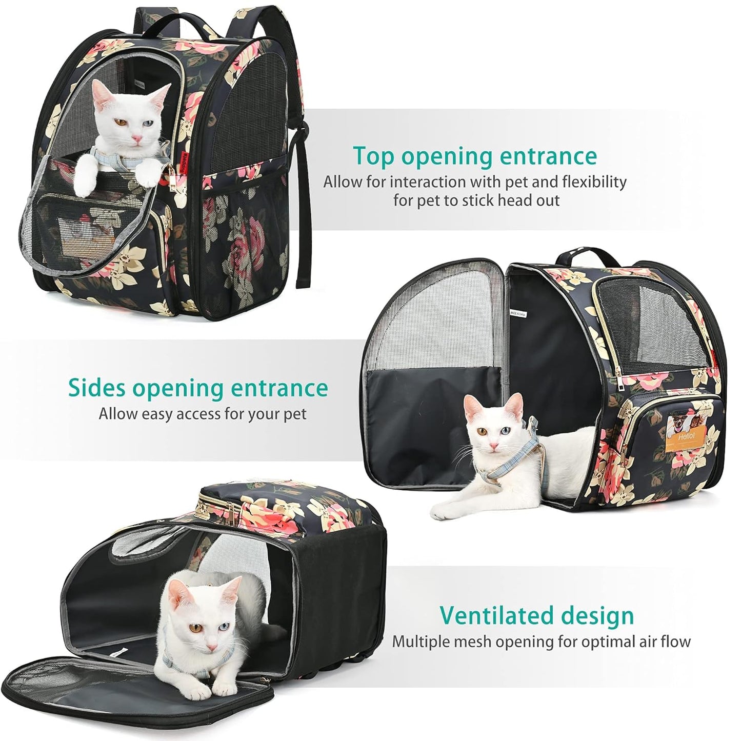 GOLDFINCH Cat and Dog Bag Backpack Carrier (French Peony) - KIKA Pets