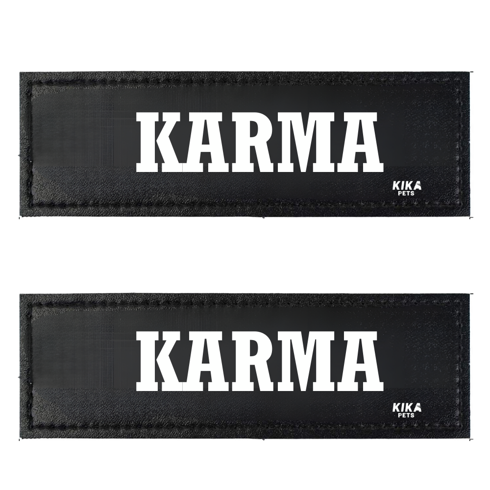 KIKA Pets Name Tag for Dog Harness, Pet Carrier Bags with Velcro Backing, (Pack of 2 pcs)