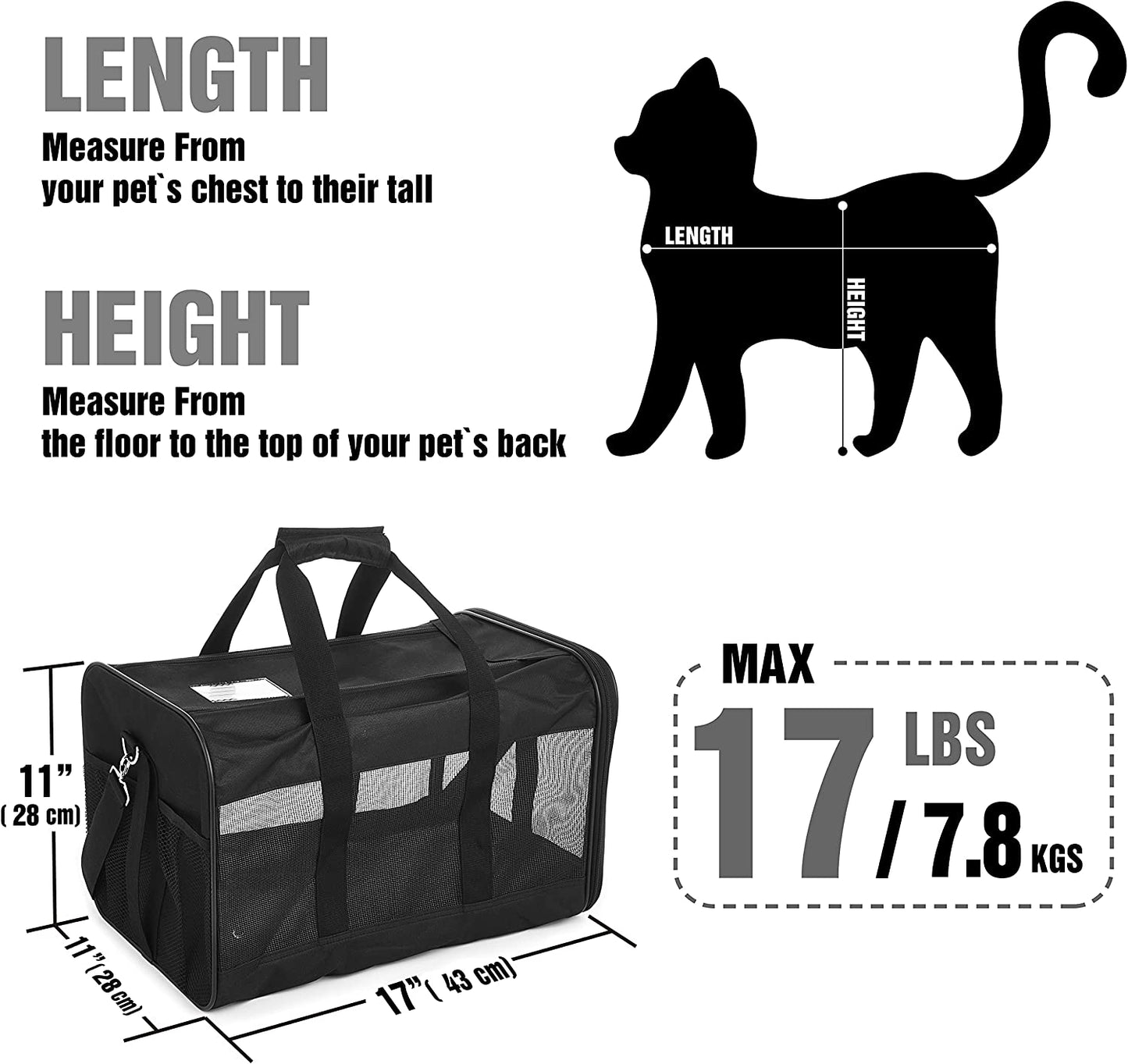 KIKA Pets SPRINGFRAME cat carrier bag, dimensions M size (17x11x11) inches for pets upto 7.8 kgs